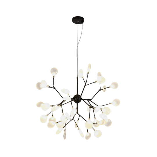 Modern Heracleum Chandelier With Opaline Glass 36/45/54 Heads Black/Gold