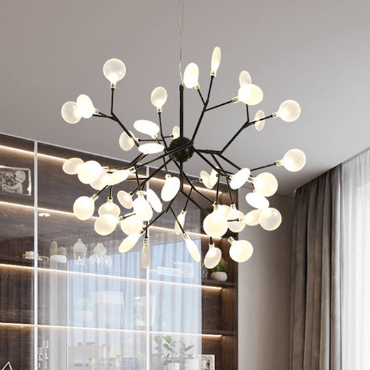 Modern Heracleum Chandelier With Opaline Glass 36/45/54 Heads Black/Gold