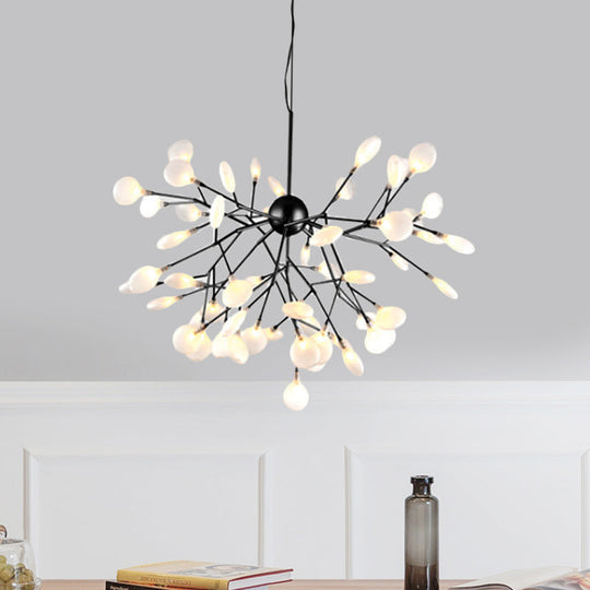 Modern Heracleum Chandelier With Opaline Glass 36/45/54 Heads Black/Gold 54 / Black
