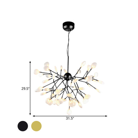 Modern Heracleum Chandelier With Opaline Glass 36/45/54 Heads Black/Gold