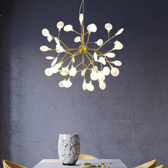 Modern Heracleum Chandelier With Opaline Glass 36/45/54 Heads Black/Gold 54 / Gold