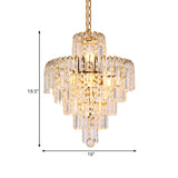 Modern Crystal Hanging Light Fixture 4/6/11 Lights Gold 16/18/23.5 Wide For Dining Room
