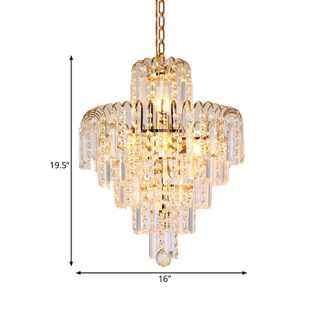 Modern Crystal Hanging Light Fixture 4/6/11 Lights Gold 16/18/23.5 Wide For Dining Room
