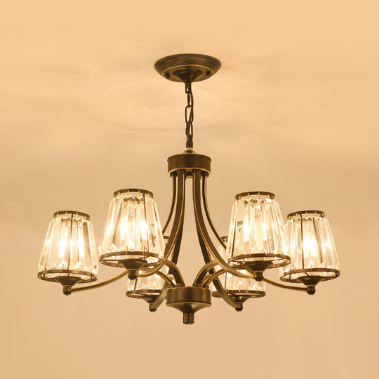 Circular Crystal Chandelier Lamp: Elegant Hanging Light For Bedrooms With Gold/Black Touches -