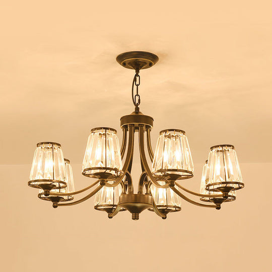 Circular Crystal Chandelier Lamp: Elegant Hanging Light For Bedrooms With Gold/Black Touches -