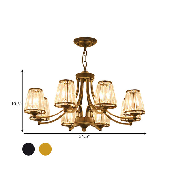 Circular Crystal Chandelier Lamp: Elegant Hanging Light For Bedrooms With Gold/Black Touches -