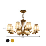 Modern Conical Chandelier Crystal Lamp With 3/5/6 Lights Bedroom Hanging Light Fixture In Gold/Black