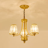 Modern Conical Chandelier Crystal Lamp With 3/5/6 Lights Bedroom Hanging Light Fixture In Gold/Black