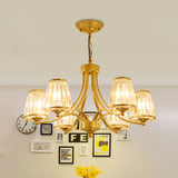 Modern Conical Chandelier Crystal Lamp With 3/5/6 Lights Bedroom Hanging Light Fixture In Gold/Black
