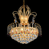 Contemporary Crystal Dome Ceiling Light - Elegant 10-Light Gold Chandelier For Dining Room