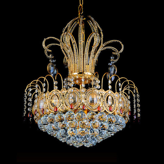 Contemporary Crystal 10-Light Gold Chandelier - Stylish Dome Ceiling Light For Dining Room