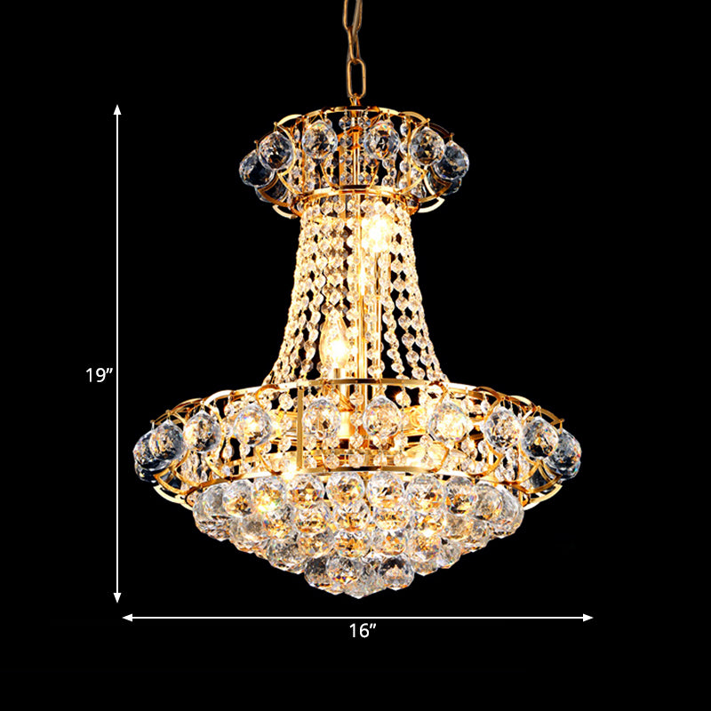 Stylish 10-Light Modern Chandelier With Crystal Shade – Gold Dome Hanging Ceiling Fixture
