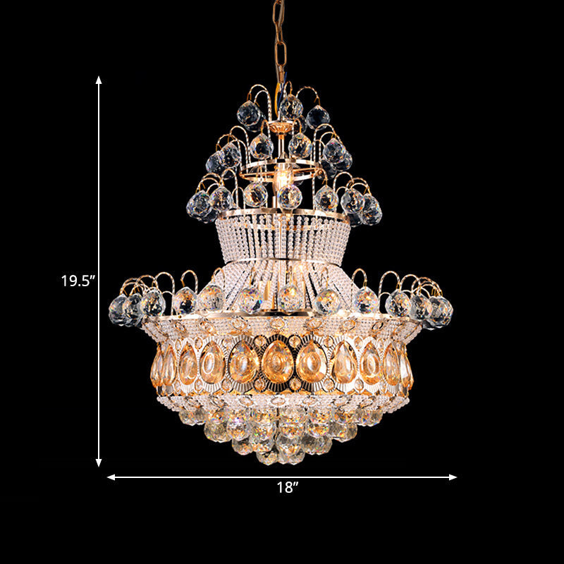 Modern Crystal Gold Chandelier Ceiling Light Fixture - 10 Lights Bedroom