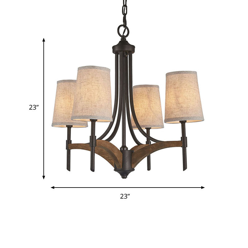 Classic 4-Light Metal Chandelier Candelabra In Black - Pendant Lighting For Living Room With/Without
