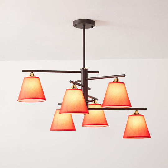 Tapered Hanging Chandelier - Traditional Pendant Light For Living Room With Fabric Shades Available