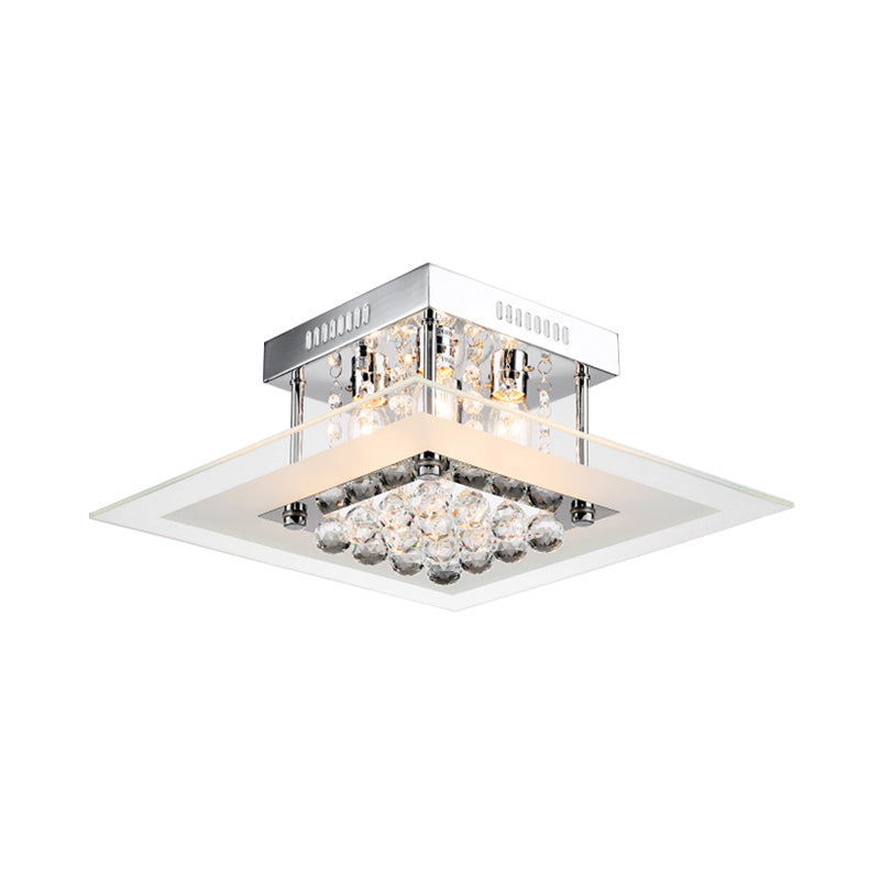 Modern Crystal 4 - Light Flush Mount Ceiling Lamp Chrome Finish