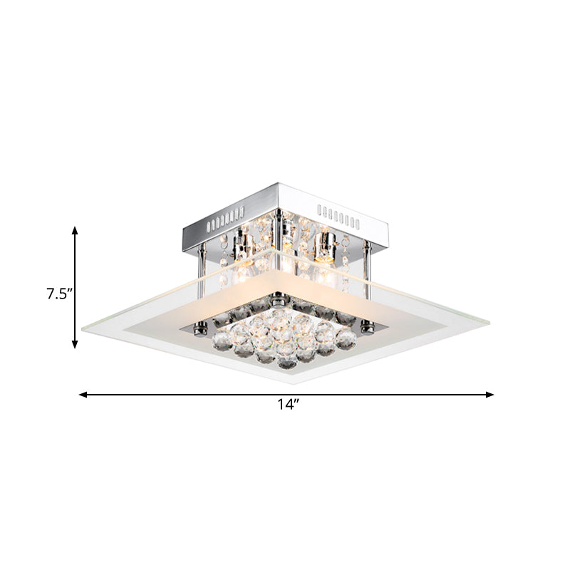 Modern Crystal 4 - Light Flush Mount Ceiling Lamp Chrome Finish