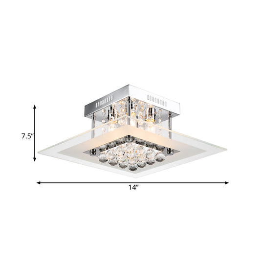 Modern Crystal 4 - Light Flush Mount Ceiling Lamp Chrome Finish