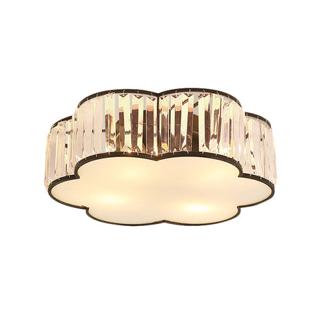 Contemporary Black Crystal Cloud Flush Lamp With 3/4/5 Lights - Bedroom Flushmount Lighting