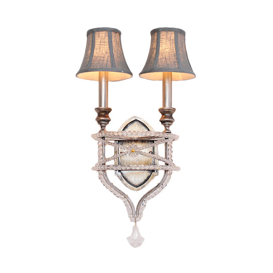 Vintage Gold/Silver Empire Shade Wall Sconce With Crystal Accent - Set Of 2 Lights