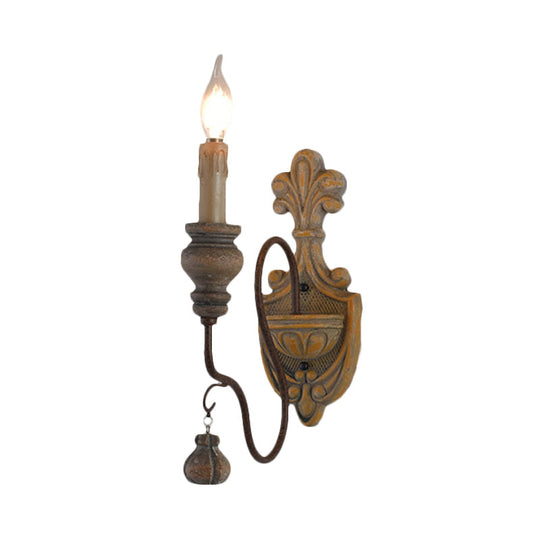 Vintage Metal Distressed Wood Wall Lamp With Curved Arms - 1/2 Lights Perfect For Dining Room Sconce