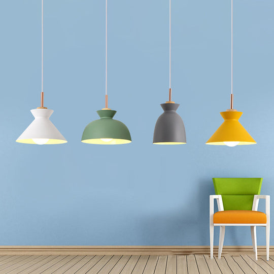 Modern Metal Pendant Light With Colorful Bowl Shade For Dining Table