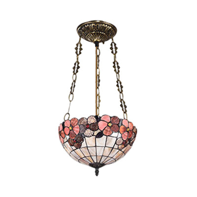 Stained Glass Tiffany Ceiling Light In Beige - Classic Design For Dining Room 19.5’/12’ Width
