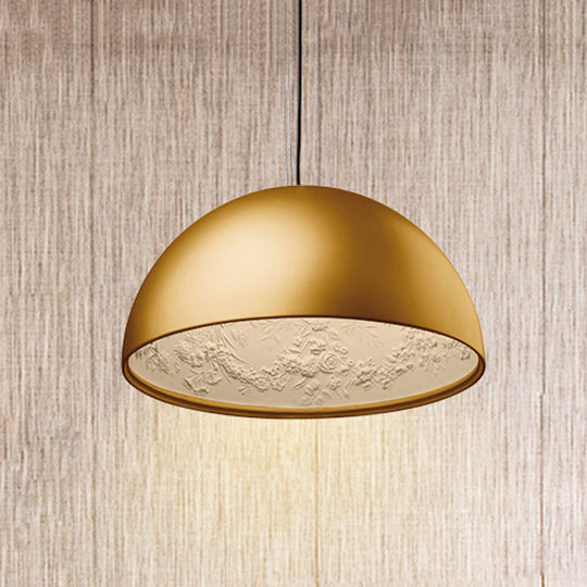 Nordic Dome Pendant Light With Intricate Pattern 1-Light In Black/White/Brown 16’/23.5’/35.5’