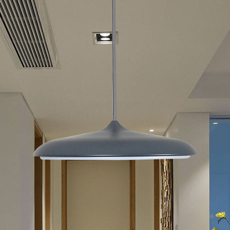 Modern Metal Pendant Light With White/Pink/Yellow Shade - 10/16 Diameter Warm/White Lighting