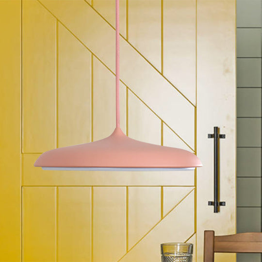 Modern Metal Pendant Light With White/Pink/Yellow Shade - 10/16 Diameter Warm/White Lighting