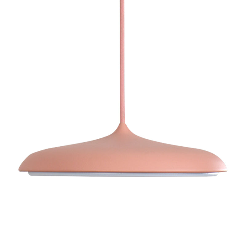 Modern Metal Pendant Light With White/Pink/Yellow Shade - 10/16 Diameter Warm/White Lighting