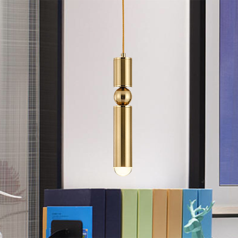 Modern Tube Hanging Light - Metal Black/White/Brass Led Suspension Pendant For Dining Room Warm