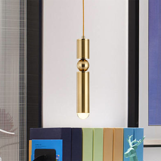Modern Tube Hanging Light - Metal Black/White/Brass Led Suspension Pendant For Dining Room Warm