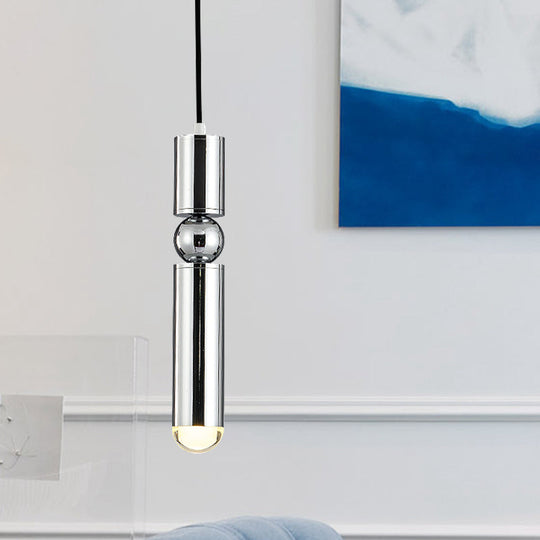 Modern Tube Hanging Light - Metal Black/White/Brass Led Suspension Pendant For Dining Room Warm