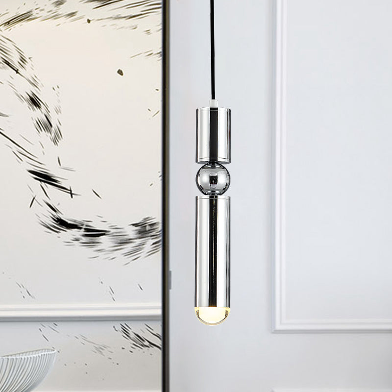 Modern Tube Hanging Light - Metal Black/White/Brass Led Suspension Pendant For Dining Room Warm