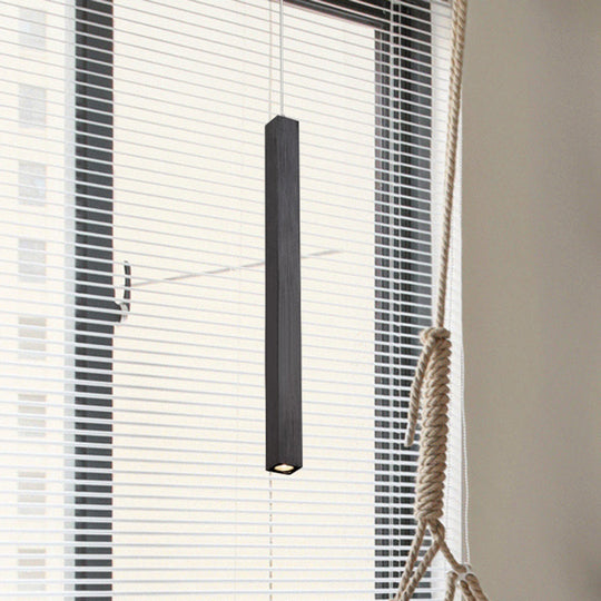 Modern Cuboid Ceiling Light - Single Head Metal Pendant Fixture For Living Room Black/White Led