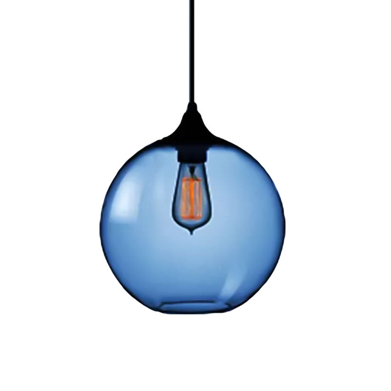 Simplicity Glass Globe Pendant Light - 1 Red/Brown/Clear
