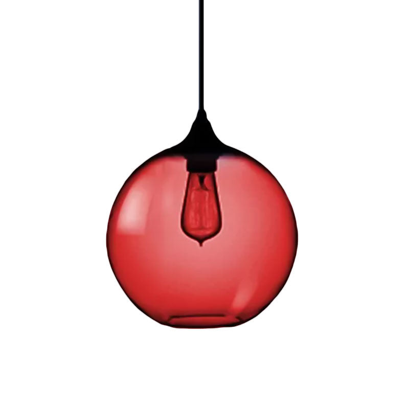 Simplicity Glass Globe Pendant Light - 1 Red/Brown/Clear