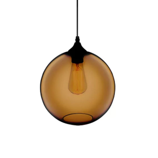 Simplicity Glass Globe Pendant Light - 1 Red/Brown/Clear