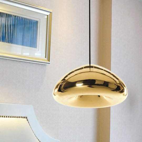 7/12W Modern Glass Pendant Light - Recessed Shape 1 Sliver/Gold/Rose Gold / 7