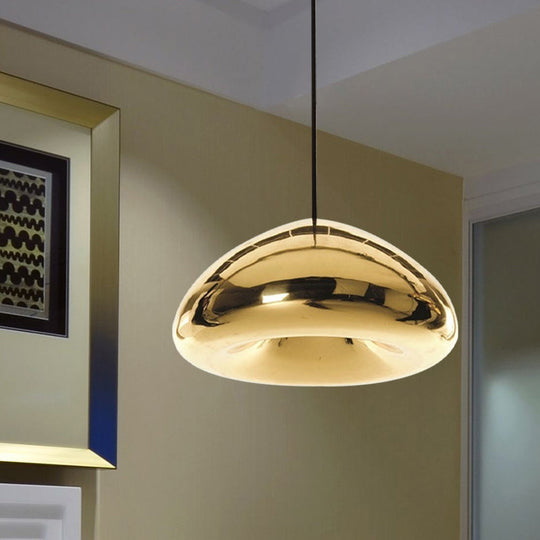 Post-Modern Glass Pendant Light - 7’/12’W Recessed Shape 1 Sliver/Gold/Rose Gold