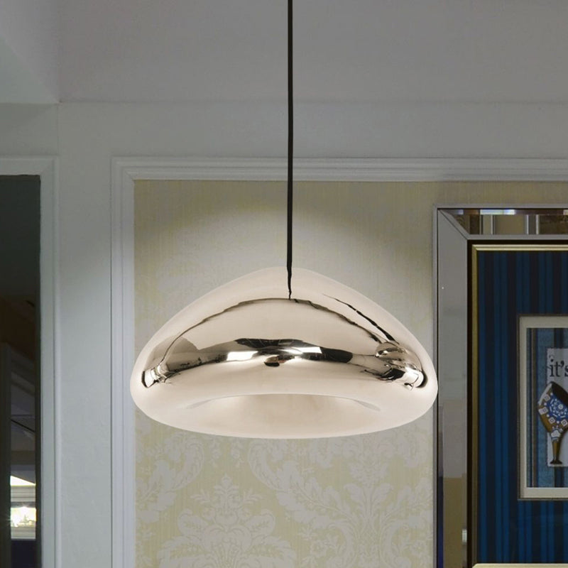 7/12W Modern Glass Pendant Light - Recessed Shape 1 Sliver/Gold/Rose Gold Silver / 7