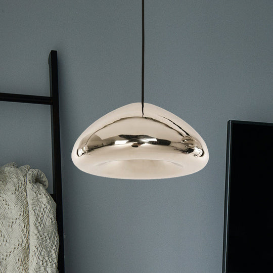 7/12W Modern Glass Pendant Light - Recessed Shape 1 Sliver/Gold/Rose Gold