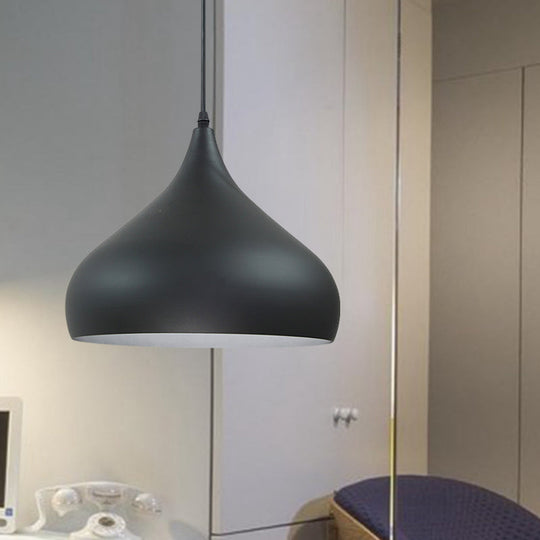 Modern Iron Dome Pendant Light - 1-Light Black/White/Red 12.5’’/16.5’’ Wide