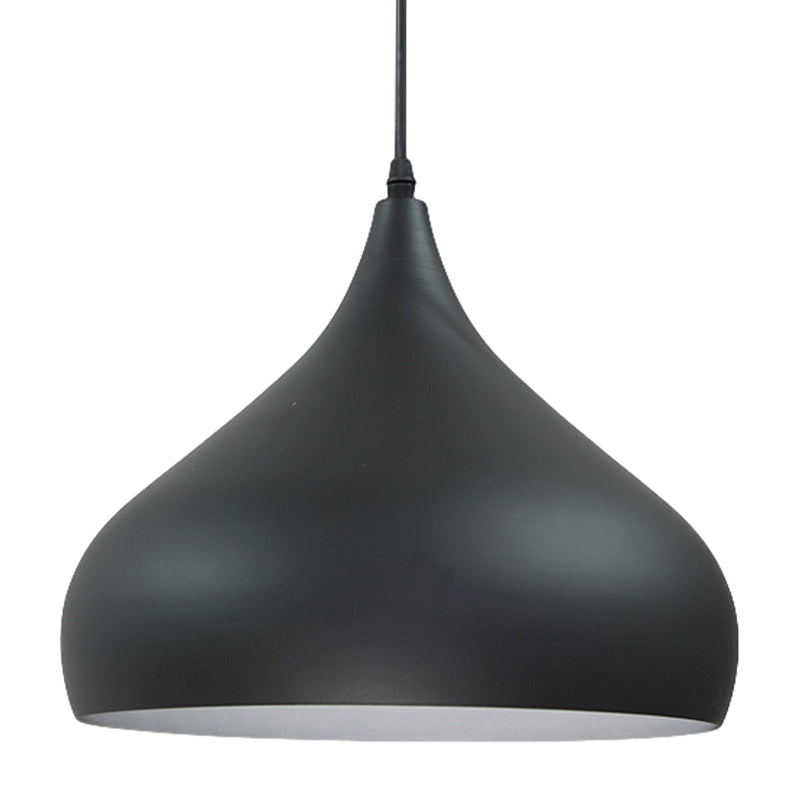 Modern Iron Dome Pendant Light - 1-Light Black/White/Red 12.5’’/16.5’’ Wide