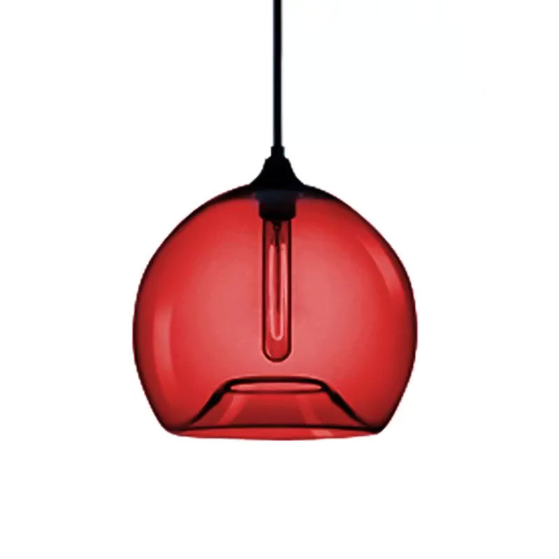 Modern Glass Ball Shade Suspension Light - Red/Brown/Blue Hanging Ceiling
