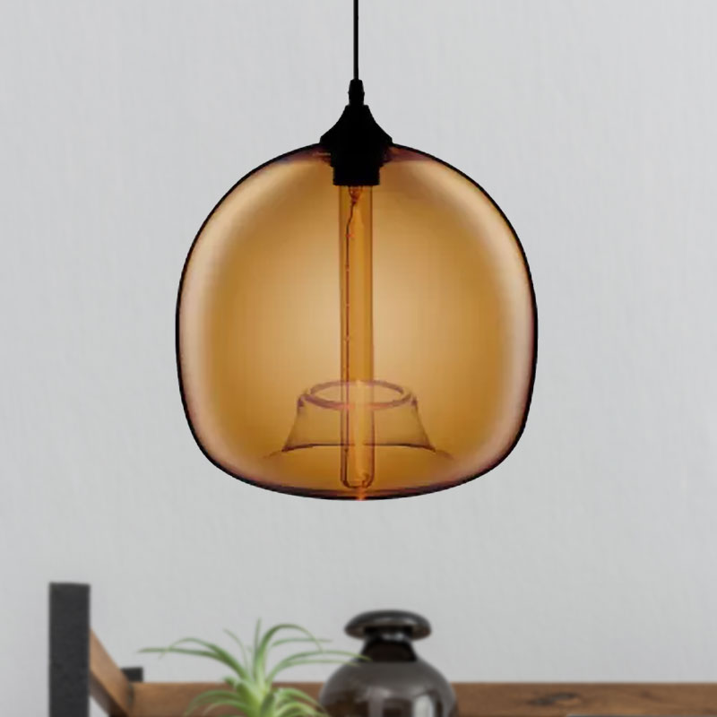 Modern Glass Ball Shade Suspension Light - Red/Brown/Blue Hanging Ceiling