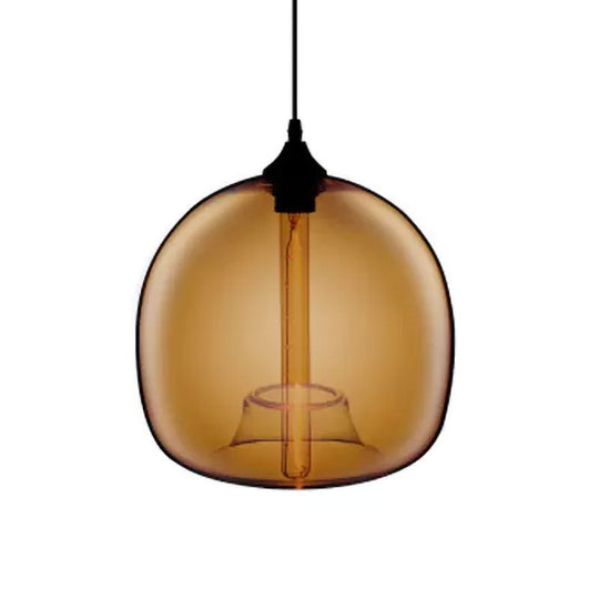 Modern Glass Ball Shade Suspension Light - 1-Light Red/Brown/Blue Hanging Ceiling