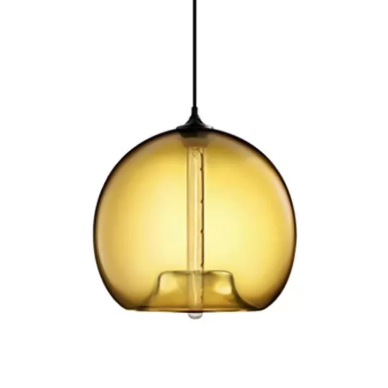 Modern Glass Ball Shade Suspension Light - Red/Brown/Blue Hanging Ceiling