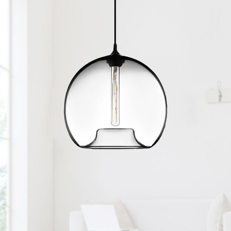 Modern Glass Ball Shade Suspension Light - 1-Light Red/Brown/Blue Hanging Ceiling